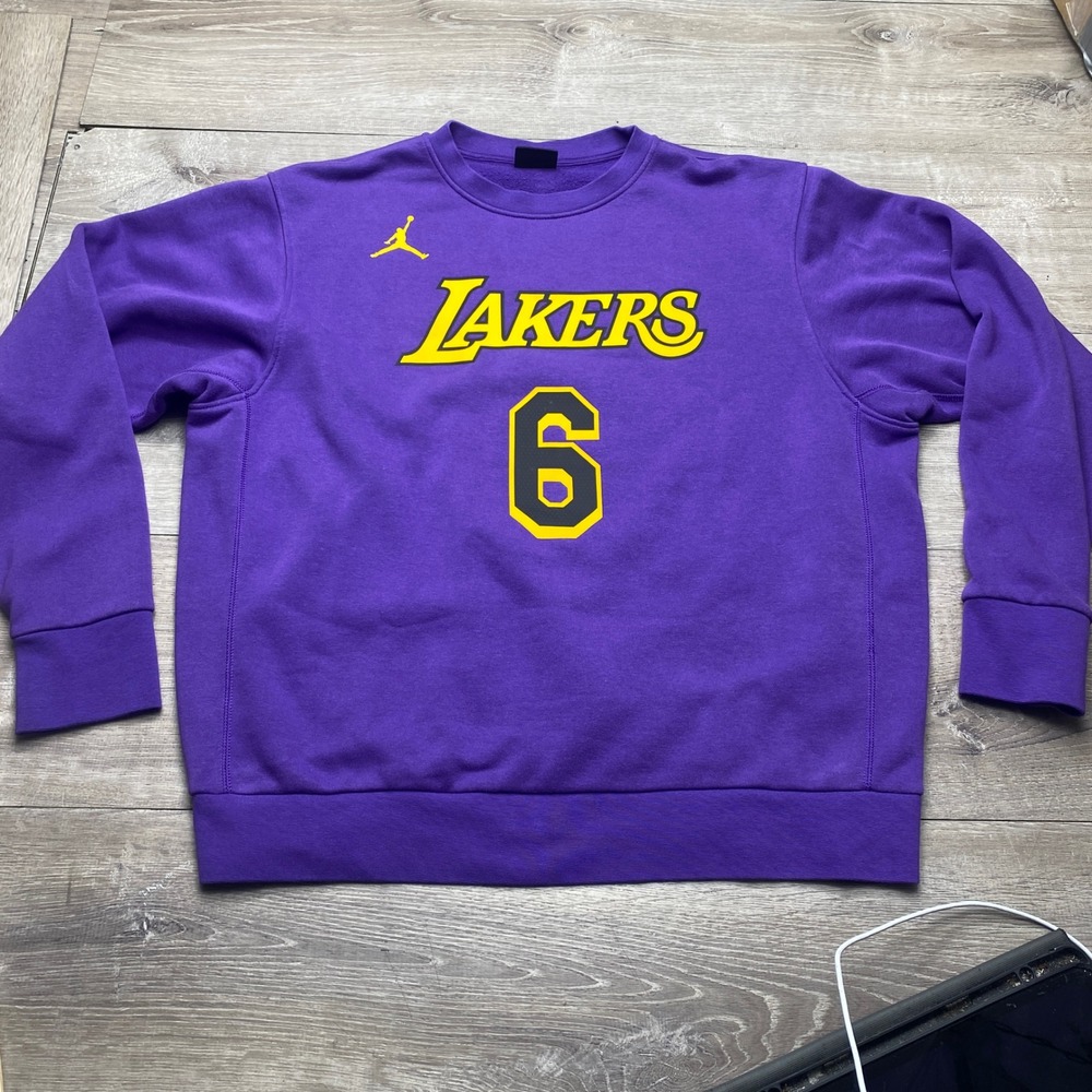 Jordan Sweatshirt Lakers LeBron James 6 Mens Large Purple Cotton DN4718-504 NBA